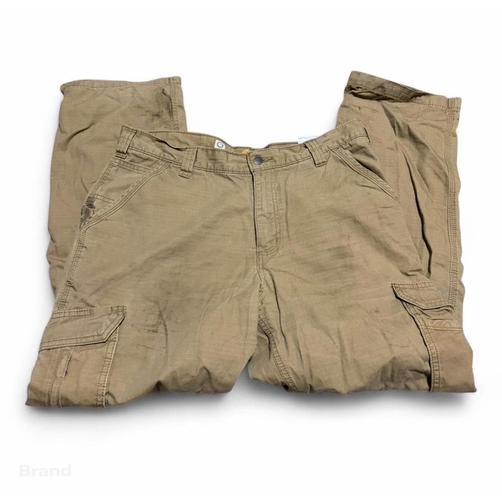 Carhartt Force Relaxed Fit Cargo Pants Mens 36x32 Brown Ripstop Work Utility